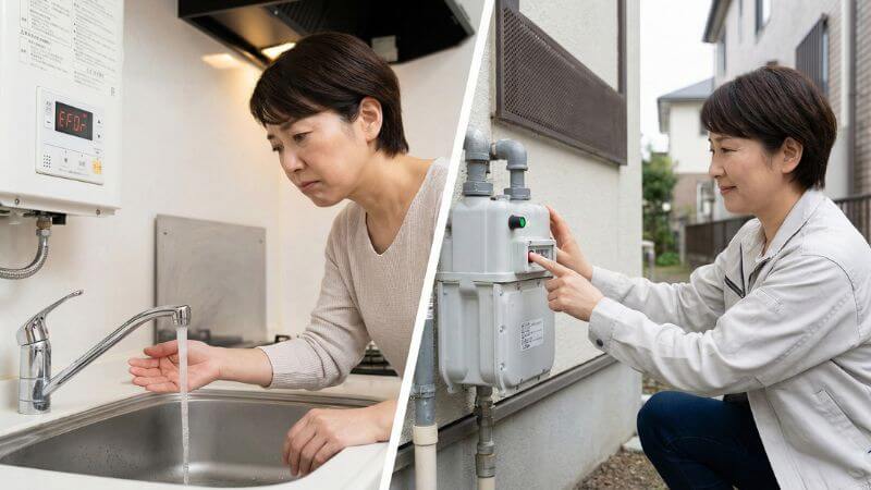 「お湯が出ない」時の復帰ボタンはガスメーターにある